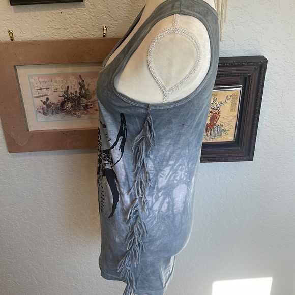 NWOT Fame Will Come London Fringe Tie Dye Tank-top - Picture 4 of 7